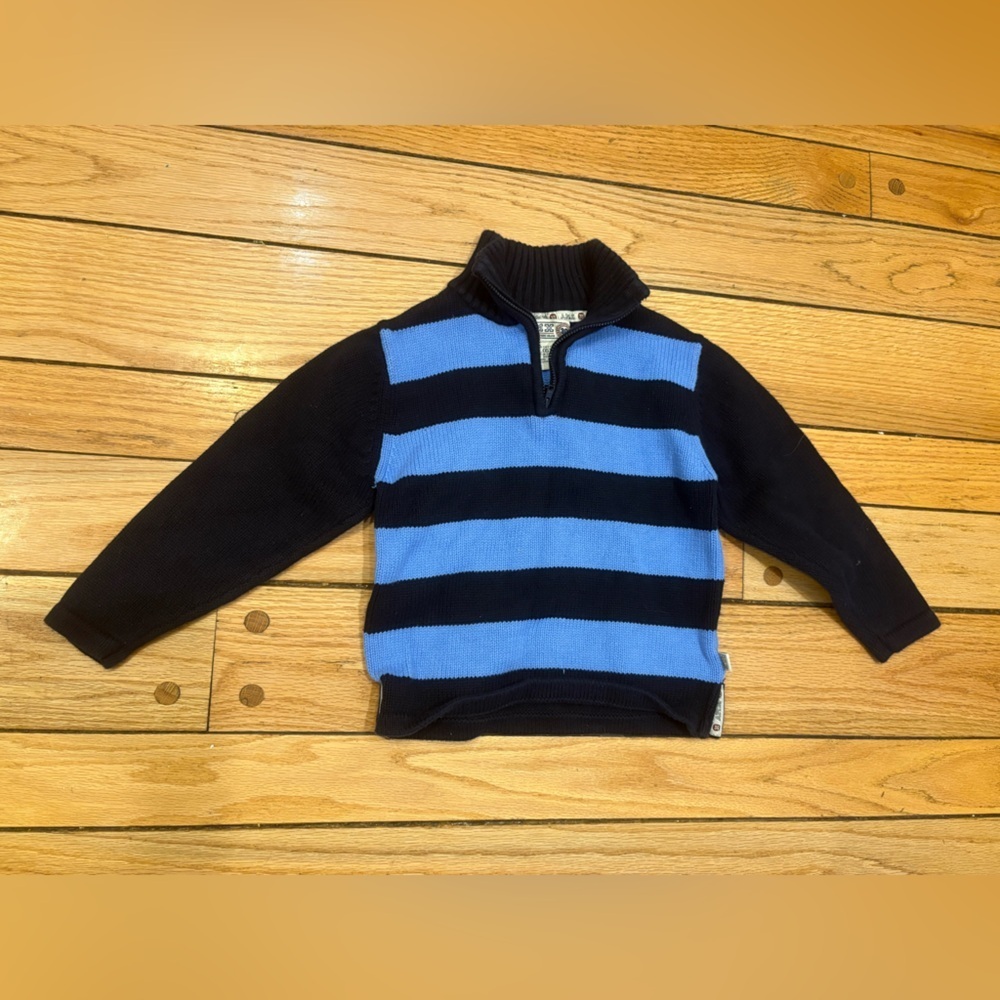 AMX Boys Blue and Navy 100% Cotton Pullover Striped Sweater size 6